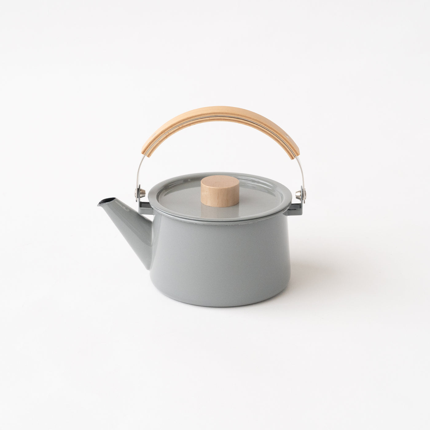 KAICO ENAMEL KETTLE WITH WOODEN HANDLE GRAY