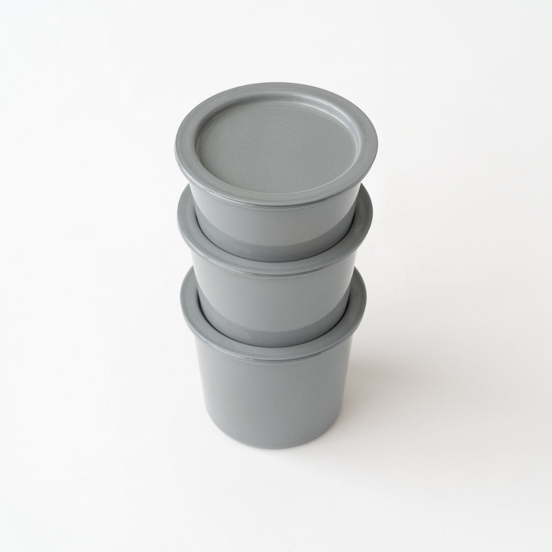 KAICO ENAMEL MARU CANISTER WITH LID GRAY